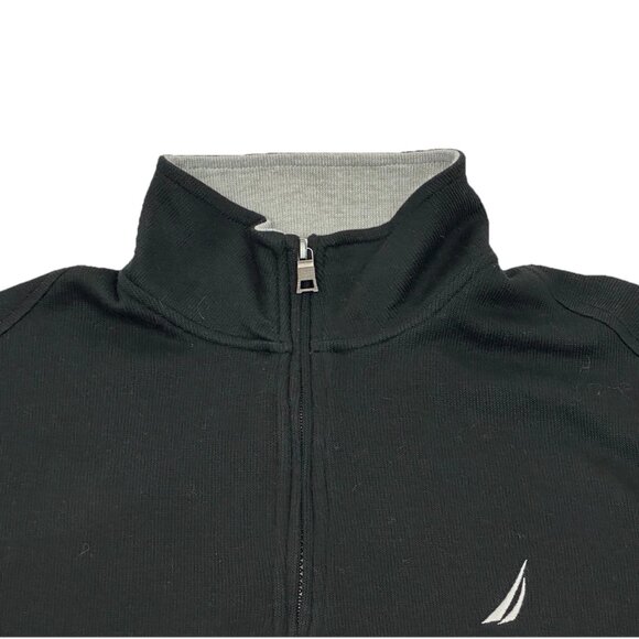 Nautica Quarter-Zip Fleece Sweatshirt - True Black - Medium - NWT - Picture 6 of 11